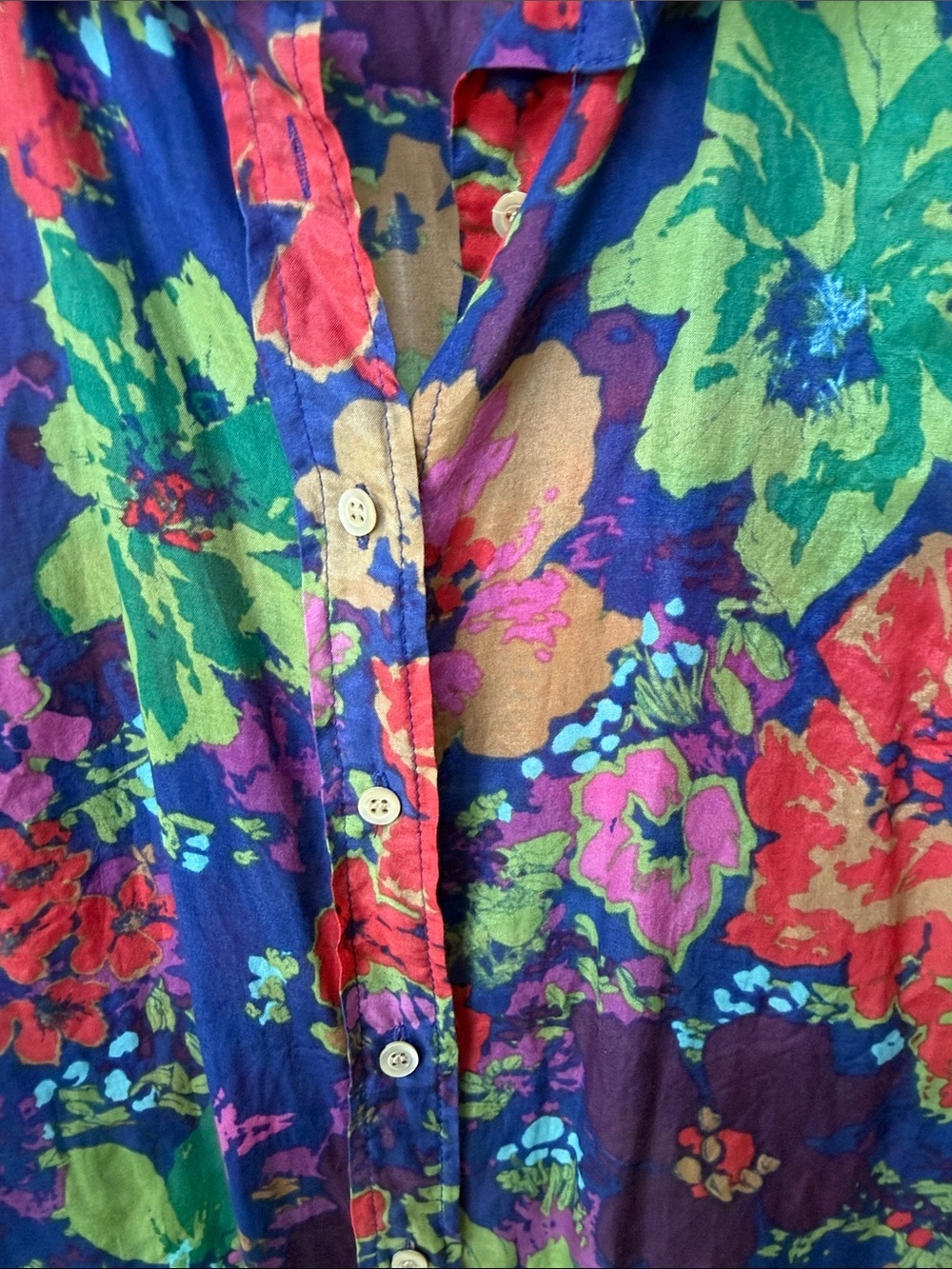 J. Crew Floral Button-Front Shirt in Navy Pink and Green - Silk Cotton - size 6 - Picture 4 of 9
